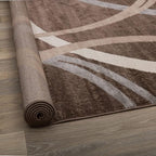 Rugshop Modern Wavy Circles Design Area Rug, Fade-Resistant Carpet for Bedroom, Office, or Small Spaces, Brown, 3'3" x 5'