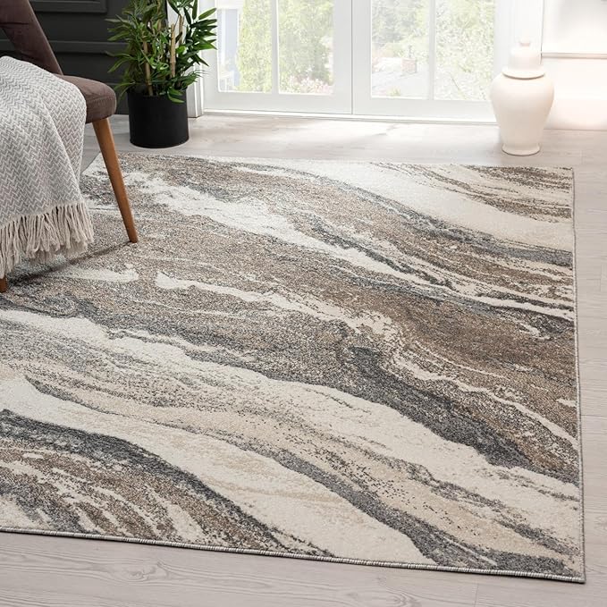 LUXE WEAVERS Lagos Collection 7983 Grey 4x5 Art Deco Area Rug