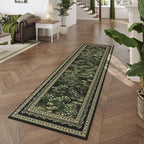 Rugcomf Runner Rug Impressionist-Style Vintage Kitchen Rugs Non Slip Washable Soft Carpet Runner for Kitchen Laundry Bedroom Bathroom, Green