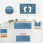 Small Bathroom Rug 17x24 Non Slip Blue Fluffy Bath Mat for Bathroom Floor Washable Plush Luxury Bath Rug for Tub Soft Shaggy Absorbent Shower Mat