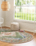 Unique Loom Isabella Collection Area Rug - Rossellini (4' x 6' Oval, Green/ Blue)