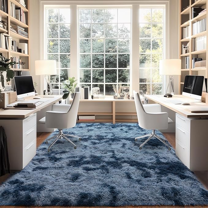 Extra Large Plush Rug High Pile Fluffy Rug for Living Room, Big Plush Non-Skid Shag Carpet, Soft Shaggy Rugs for Bedroom Indoor Modern Home Decor Tie Dye Camel 9x12ft