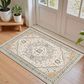 2x3 Grey Beige Small Area Rug for Entryway, Soft Washable Rugs with Non-Slip Backing for Bedroom Kitchen, Vintage Throw Carpet Laundry Entry Front Door Decor