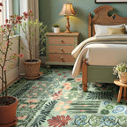 Boho Green Washable 8x10 Area Rug for Living Room, Floral Large Rugs for Bedroom Aesthetic, Non Slip Botanical Soft Indoor Throw Carpet for Dining Room Home Office Playroom (Green,8 x 10)