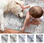 Modern Abstract 3x12 Runner Rug, Beige Grey Neutral Washable Long Kitchen Runner Non-Slip Soft Hallway Rug Runner Thin Print Faux Wool Floor Carpet for Entryway Hall Bedroom