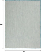 Nourison Home Courtyard Ivory Aqua 5' x 7' Area Rug - Easy Clean, Non Shedding, Bed Room, Living Room, Dining Room, Kitchen (5' x 7')