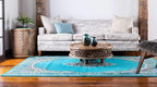 Unique Loom Reza Collection Traditional Persian Style Area Rug, 9 ft 10 in x 13 ft, Turquoise/Ivory