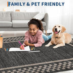 Small Area Rug 2x3 Modern Checkered Entry Rug Solid Color Scalloped Kitchen Rugs Washable Bedroom Doormat Non Slip Stain Resistant Bordered Throw Carpet for Living Room Nursery Laundry, Black