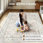 WITSHOCK Living Room Area Rugs 8x10: Soft Non-Slip Backing Washable Rugs Vintage Large Carpet for Bedroom Office Dining Room Kitchen Stain Resistant Home Decor Rug