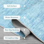 RUGSREAL 6x9 Large Bedroom Area Rug Washable Rug Soft Modern Area Rug for Living Room Non-Slip Stain Resistant Abstract Throw Floor Carpet Contemporary Rug Solid Rug for Dining Room Office, Blue