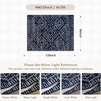 Wonnitar Moroccan 8x10 Rug Living Room Area Rugs, Washable Blue Bedroom Rug, Non-Slip Large Soft Non-Shedding Ultra-Thin Farmhouse Boho Throw Carpet for Dining Table Office Mudroom (Blue,8'x10')
