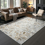 Toneed Abstract Area Rug Modern Washable Rug Soft Non Slip Rug Low Pile for Bedroom Living Room Dining Room Brown/Grey 5x7 Feet