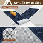 COSY HOMEER Plaid Door Mat 32" x 48",Dirt Trapper Entryway Rugs,Non-Slip Washable Farmhouse Doormat,Low Profile Welcome Mats for Paws Navy Blue