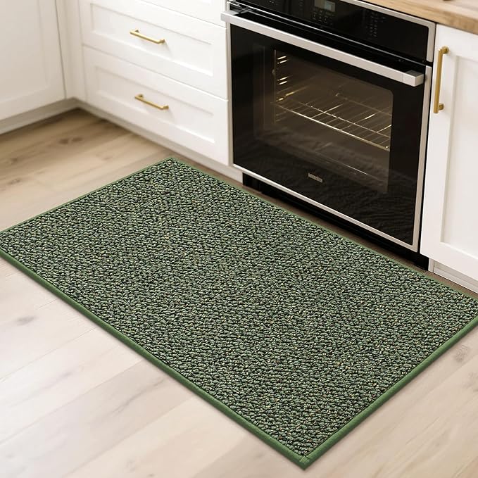 BEQHAUSE 2x3 Entryway Rug Indoor Door Mat Non-Slip Washable, Hallway Rugs Absorbent & Stain Resistant Hall Carpet Runner Rugs for Entryway, Front Door Floor Mats Laundry Room Rugs for Entry, Green