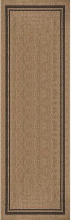 Beverly Rug Easy Jute Bordered Runner Rug 2x7 Washable Durable Indoor Outdoor Area Rugs for Living Dining Room Patio Office Stain Resistant Non Shedding Casual Indoor Outside Carpet 2 x 7 Natural