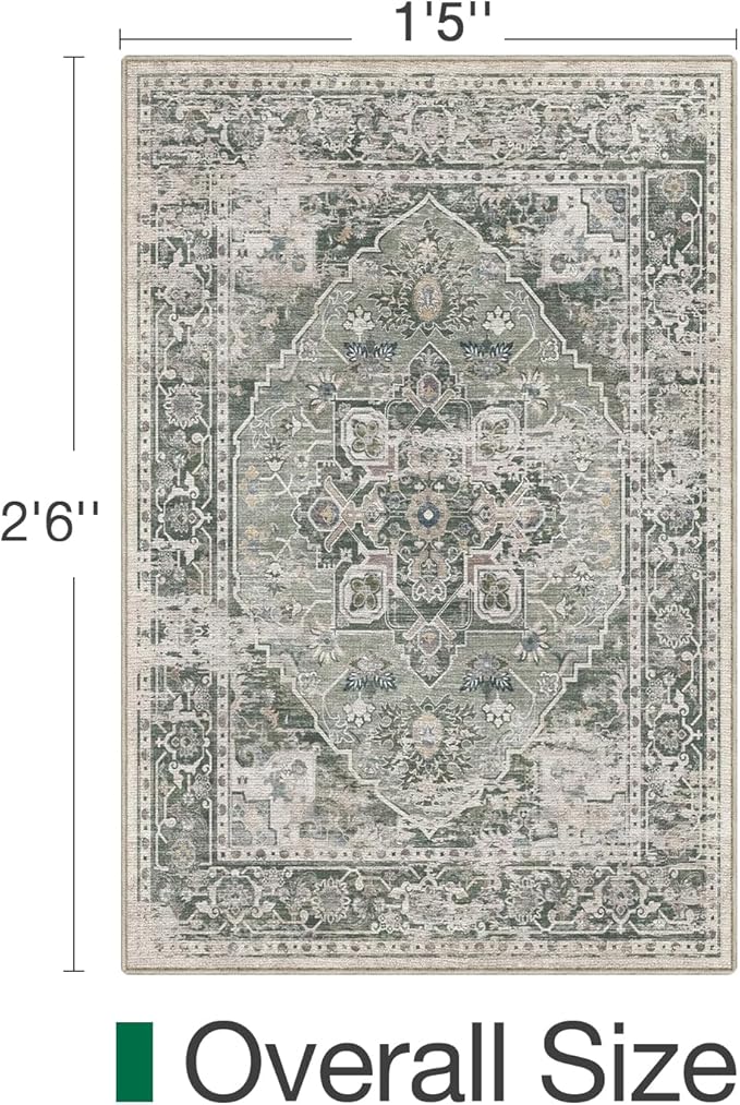 LUMI Indoor Door Mat 17x30, Washable Low Pile Entry Rug with Non-Slip Rubber Backing, Durable Welcome Mat for Entryway, Hallway, Patio, or Porch