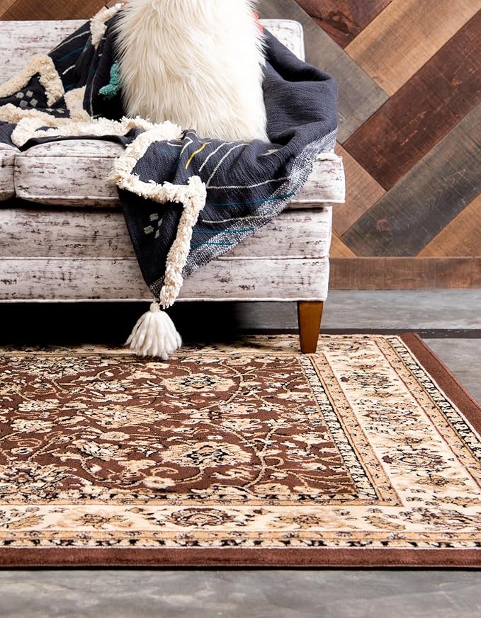 Rugs.com Yasmin Collection Rug – 6' x 9' Brown Medium Rug Perfect for Bedrooms, Dining Rooms, Living Rooms
