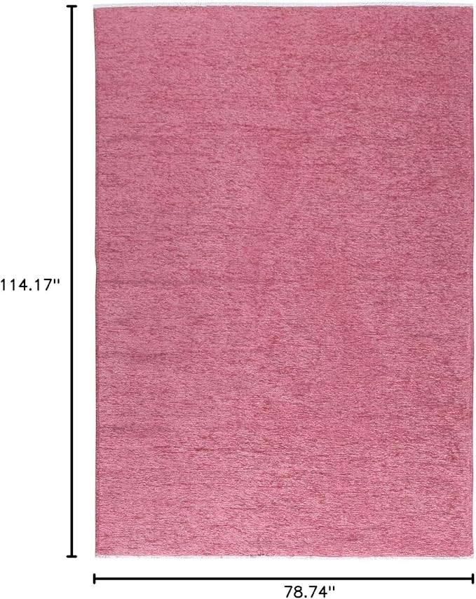 Alfa Rich 7x10 Dark Pink Washable Area Rugs for Living Room Bedroom Kitchen Girls Cotton Decor Rug