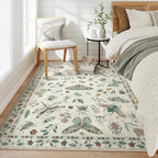 Lahome Insect Print Washable Area Rugs 5x7, Soft Rugs for Living Room Ultra-Thin Non-Shedding Modern Bedroom Rug, Stain Resistant Throw Rug Large Carpet for Dining Room Kids Nursery(5'x7',Beige)