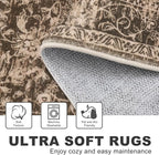KILOCOCO Hallway Runner 2x6 Rug Runner Printed Floral Washable Kitchen Runners Non-Slip Rubber Backed Runners for Hallways Laundry Room Distressed Boho Rugs for Entryway Bedroom, Rust Brown Red