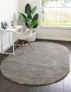 Unique Loom Solo Collection Area Rug - Calabasas (5' 3" x 8' Oval, Gray)