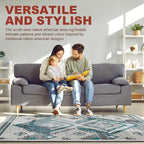 YHSF South West Native American Rug Ritz – Native Tribal American Indian Inspired Rug - Living Room, Bedroom, Hallway, Entryway & High-Traffic Area Rugs - Washable - Soft - Steel, 8 Feet x 10 Feet