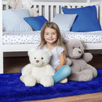 Blue Runner Rug for Hallway, Bedroom Bedside Plush Rugs, Non Slip Fluffy Shaggy Carpet for Kids Home Decor, Dorm Nursery 2x6 Ft