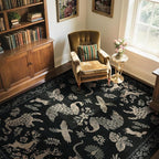 Moynesa Vintage Animal Washable Area Rugs 5x7, Retro Black Gold Area Rug for Bedroom Living Room Dining Room Office Study, Low Pile Soft Non-Slip Lightweight Carpets for Home Decor