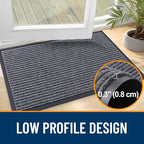 OLANLY Front Door Mat Indoor Outdoor Entrance, Waterproof Heavy Duty Doormat, Fade Resistant, Low Profile, Easy Clean Patio Porch Welcome Floor Mats for Entry, 35x30, Grey