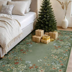 Wonnitar Washable 5x7 Area Rugs, Green Floral Rugs for Bedroom, Non-Shedding Living Room Throw Rug, Botanical Dining Room Floor Carpet for Bedside Kids Girls Bedroom (Green,5'x7')