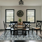 Washable 9×12 Area Rug for Living Room, Vintage Floral Rug Soft Non Slip Stain Resistant Boho Carpet for Indoor Bedroom Dinning Room Home Office Blue/Navy