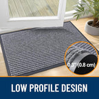OLANLY Front Door Mat Indoor Outdoor Entrance, Waterproof Heavy Duty Doormat, Fade Resistant, Low Profile, Easy Clean Patio Porch Welcome Floor Mats for Entry, 59x40, Light Gray