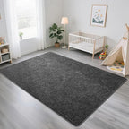 HQAYW 7x10 Large Area Rugs for Living Room Bedroom, Modern Thickened Memory Foam Soft Rug, Low Pile Minimalist Washable Non Slip Carpets for Kids Girls Boys Nursery Dorm Home Decor, Dark Grey