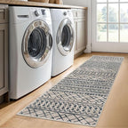 KUTA Moroccan Washable Hallway Runner Rug, 2x6 Non-Slip Vintage Light Brown Black Boho Rugs Kitchen Runners Ultra Soft Distressed Geometric Floor Carpet for Bedroom Laundry Living Room