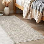 KILOCOCO Hallway Runner 2x5 Kitchen Runner Rug Printed Vintage Floral Washable Non-Slip Runners for Hallways Laundry Room Rugs Distressed Boho Rug for Bedroom, Beige