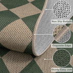 Easy Jute Checkered Entryway Rug, 2x3 Green Modern Indoor Outdoor Doormat, Washable Non-Slip Neutral Small Kitchen Rug Farmhouse Diamond Throw Rugs for Entrance Bedroom Bathroom
