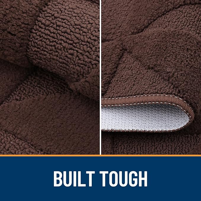OLANLY Door Mats Indoor, Non-Slip, Absorbent, Dirt Resist, Entrance Washable Mat, Low-Profile Inside Entry Doormat for Entryway (59x36 inches, Dark Brown)