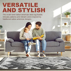 YHSF South West Native American Rug Ritz – Native Tribal American Indian Inspired Rug - Living Room, Bedroom, Hallway, Entryway & High-Traffic Area Rugs - Washable - Soft - Dark Grey, 8 Feet x 10 Feet