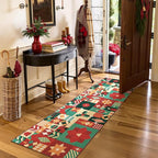 jinchan Christmas Runner Rug 2x6 for Entryway Washable Christmas Kitchen Rug Xmas Geometric Floor Mat for Hallway Non-Slip Soft Carpet Festive Red-Green Holiday Patch Decor for Bathroom Porch Bedside
