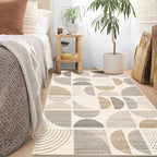 MUJOO Boho Rug Washable,3x5 Area Rugs for Bedroom Entryway Living Room Bedside,Small Throw Floor Carpet Non Slip Soft Indoor Modern Abstract Bohemian Neutral Beige