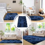 duduta Navy Blue Fluffy Bedroom Rug 3x5 ft, Tie-Dye Shag Plush Area Rug for Nursery Playroom Dorm Living Room Decor