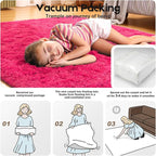 6x9 Area Rugs for Living Room, Fluffy Large Rugs for Bedroom, Soft Shag Fuzzy Non-Slip Carpet for Kids Boys and Girls Nursery Room Dorm Indoor Home Decor (Hot Pink, 6ft x 9ft)