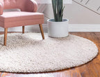 Unique Loom Davos Shag Collection Area Rug - Solid (2' Round, Linen)