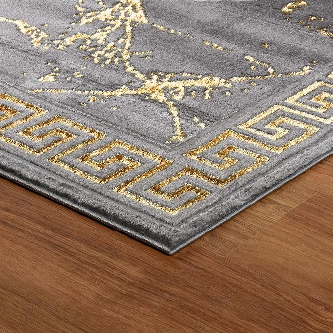 GLORY RUGS Area Rugs Marble 2x7 Gray Gold Carpet Modern Abstract Rug Living Room Dining Bedroom Rug