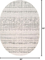 Rugshop Geometric Boho Oval Rug – Gray Tribal Pattern, Perfect for Dining Room, Living Room, 5' x 7' Oval