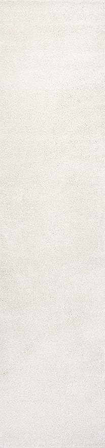 Eyely UES100T-28 Supersoft Haze Solid Low-Pile Indoor Runner Rug Casual;Contemporary;Solid;Traditional, Bedroom, Kitchen, Living Room, Easy-Cleaning, Non-Shedding, 2 X 8, Cream