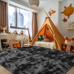 Zentavio Black and Grey Area Rugs for Living Room Large Men Room Carpet 5x8 Bedroom Fluffy Furry Shag Aesthetic Plush High Pile Floor Rug for Kids Room Dorm Home Decor Gray