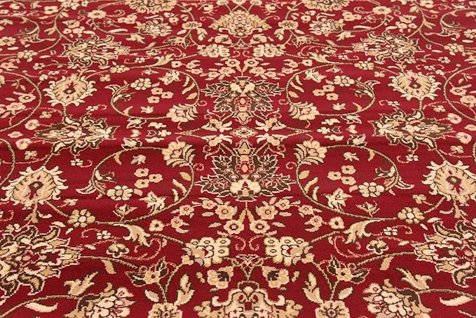 Unique Loom Sialk Hill Collection Area Rug - Washington (7' 10" Square Burgundy/Cream)