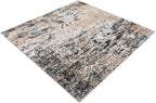 Rugs.com Leipzig Collection Rug – 5 Ft Square Beige Low-Pile Rug Perfect for Living Rooms, Kitchens, Entryways