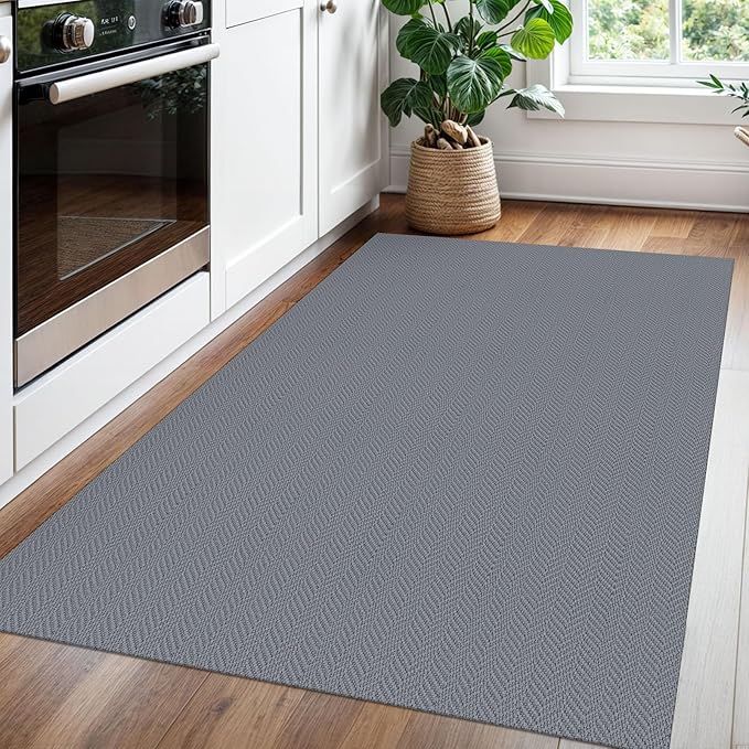 3x5 Ft Braided Area Rug Washable Rugs for Entryway Throw Rugs with Rubber Backing Boho Door Mat Indoor Entrance Cotton Kitchen Mats Woven Front Door Carpet for Foyer Living Room, Grey